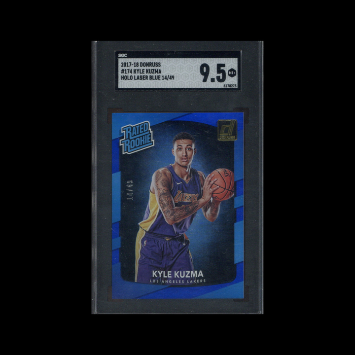 2017-18 Panini Donruss Basketball Rated Rookies #174: Kyle Kuzma Holo Blue Laser SGC 9.5 RC