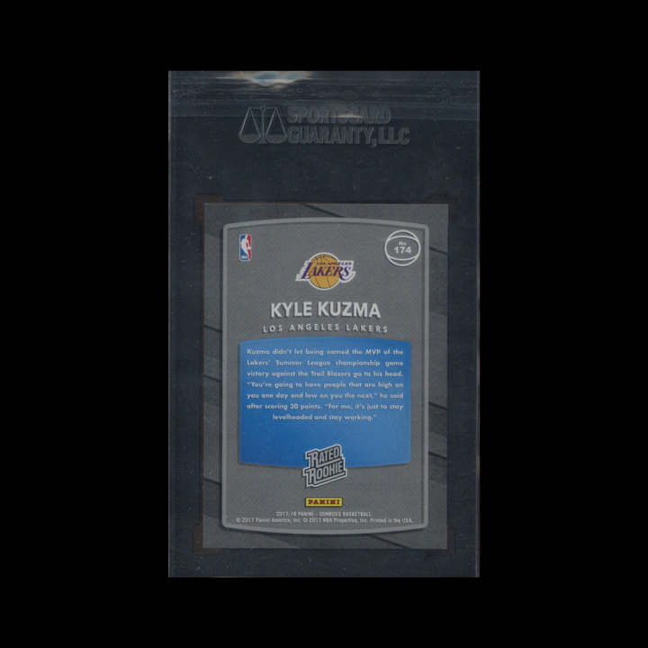2017-18 Panini Donruss Basketball Rated Rookies #174: Kyle Kuzma Holo Blue Laser SGC 9.5 RC