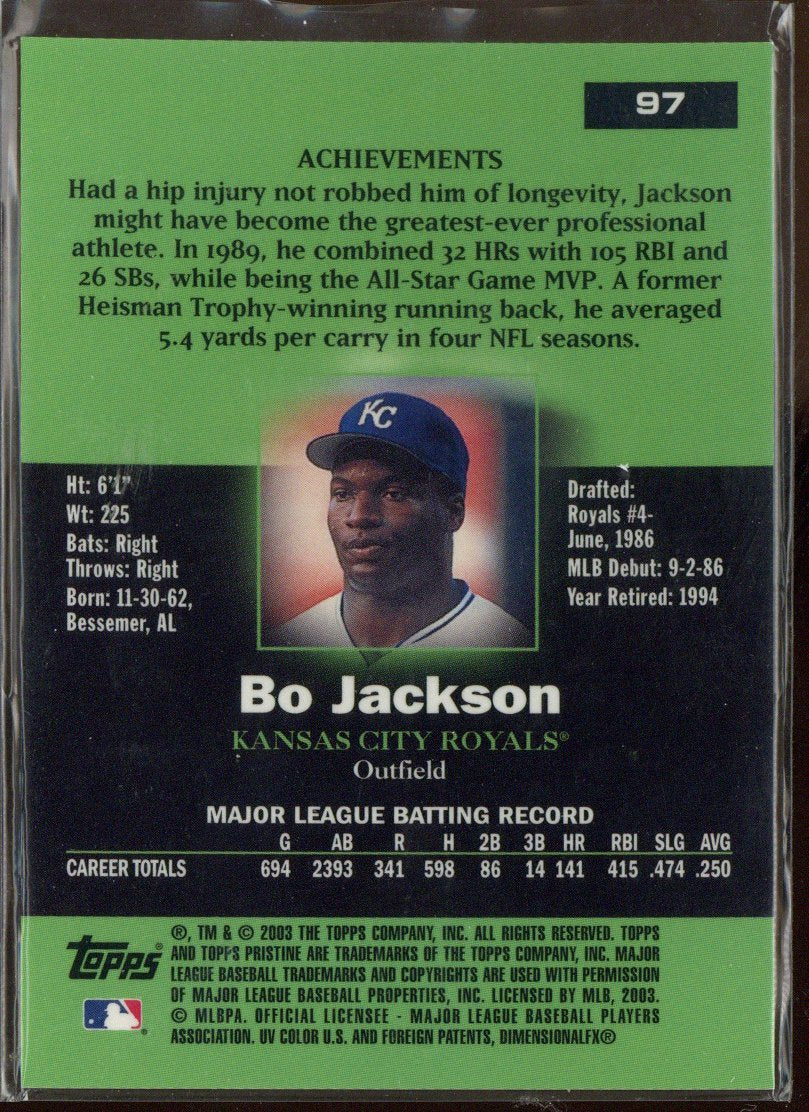 2003 Topps Pristine Bo Jackson #97 Kansas City Royals (5)