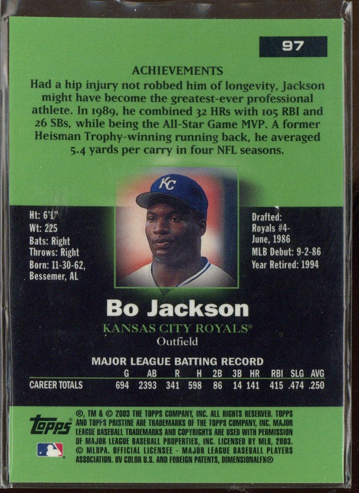2003 Topps Pristine Bo Jackson #97 Kansas City Royals (5)