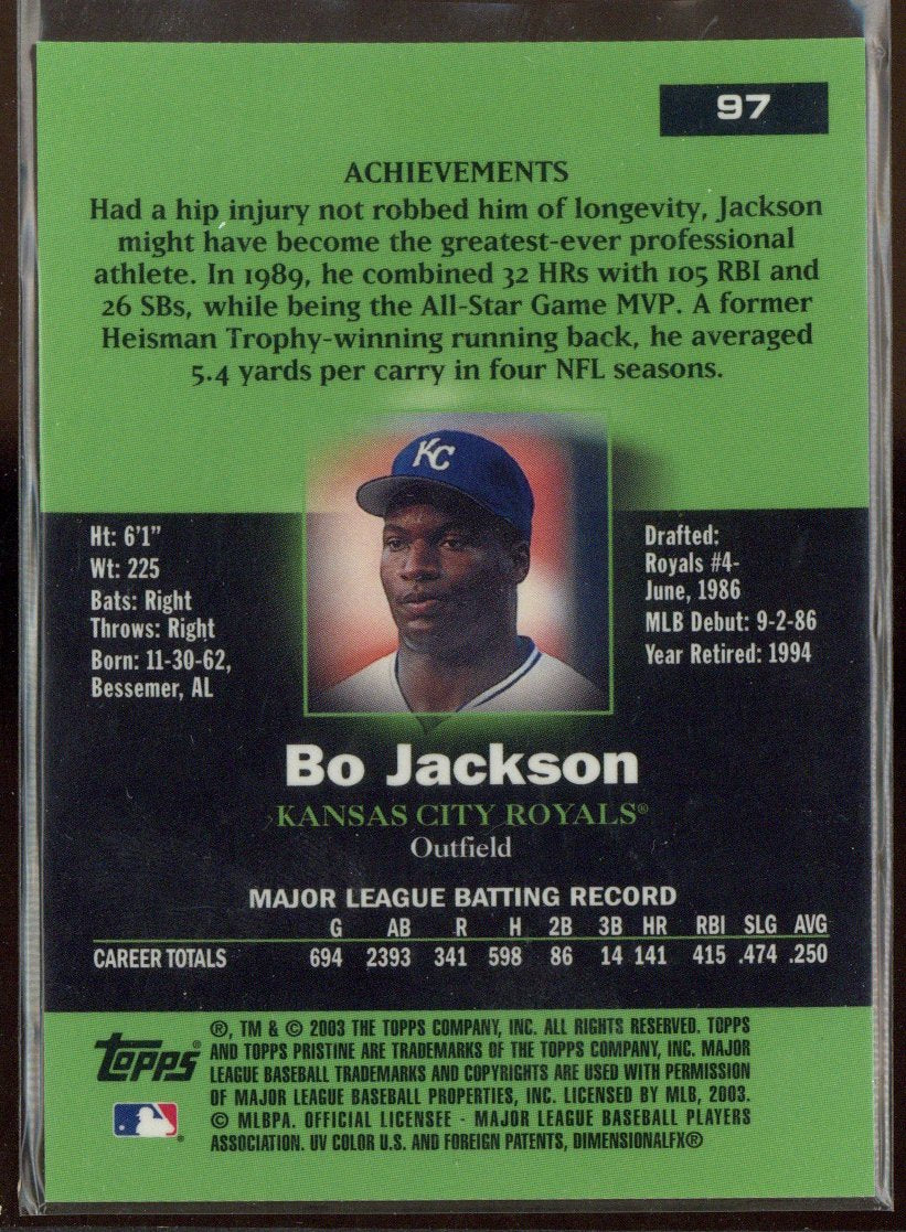 2003 Topps Pristine Bo Jackson #97 Kansas City Royals (6)