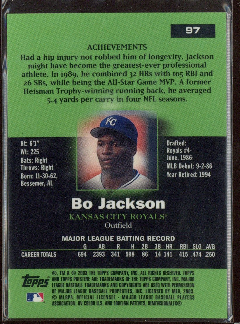 2003 Topps Pristine Bo Jackson #97 Kansas City Royals (10)