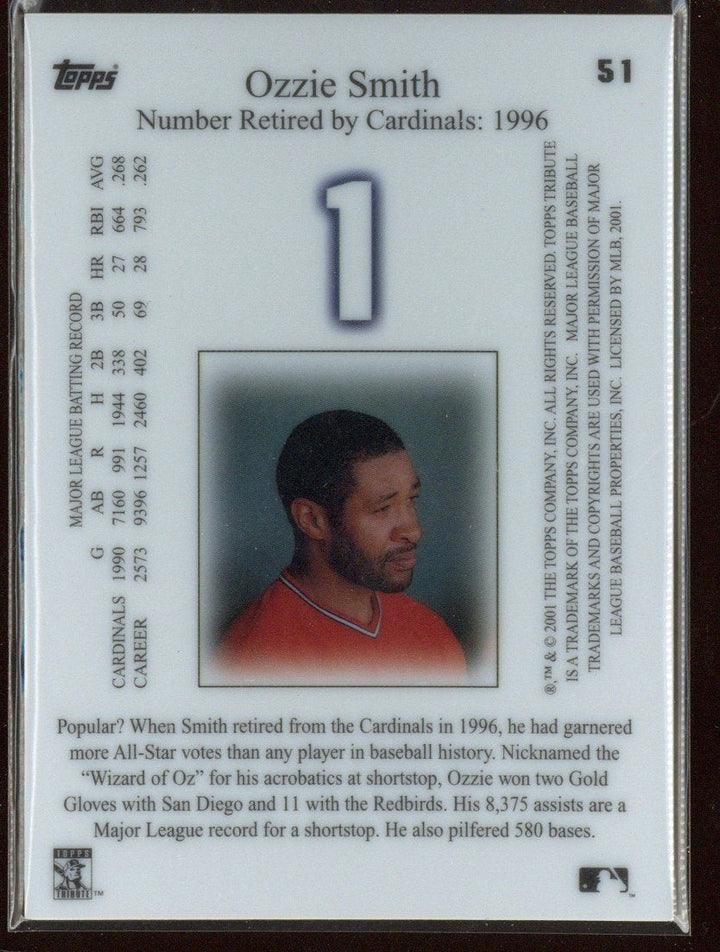 2001 Topps Tribute Ozzie Smith #51 St. Louis Cardinals (2)
