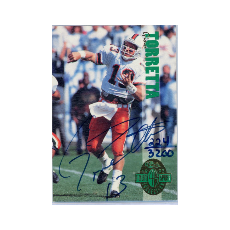 Gino Torretta Miami Hurricanes Autographed Signed 1993 Classic Four Sport Football Auto /3200 Card (Brandon Steiner LOA)