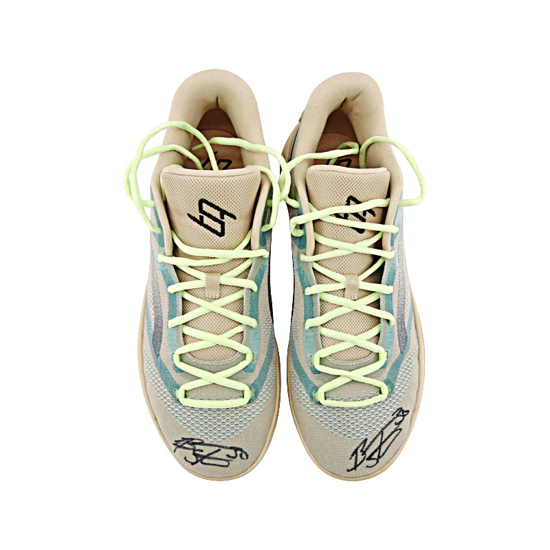 Breanna Stewart New York Liberty Autographed Signed Game Used Pair of Size 13 1/2 Tan w/ Green Puma Stewie Model Sneakers (with Tan Cushion) (Breanna Stewart LOA)