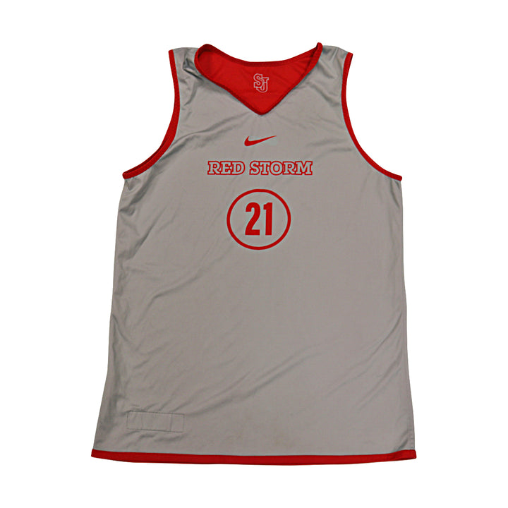St. John's University Issued Reversible Red/Grey Practice Jersey #21