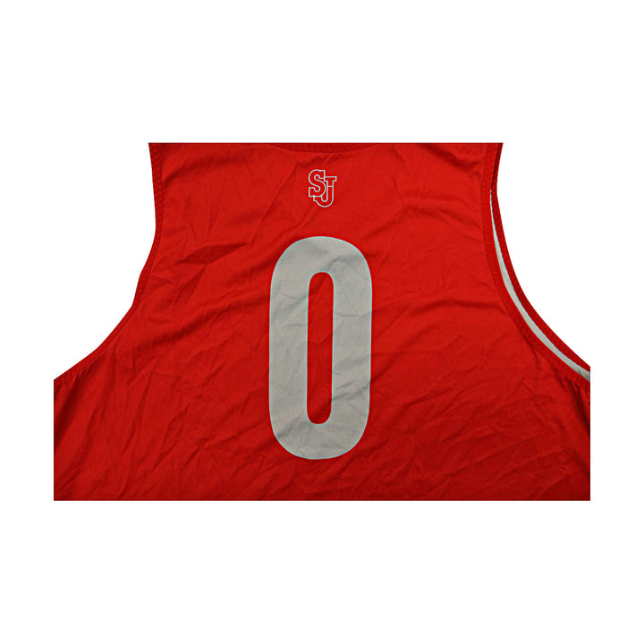 St. John's University Issued Reversible Red/Grey Practice Jersey #0