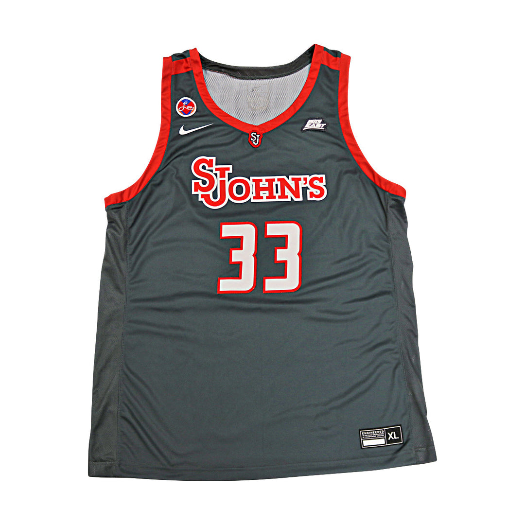 St. John's University Team Issued Alternate Grey Jersey w/ LOU Patch #33