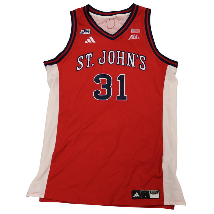 Lefteris Liotopoulos St. John’s University 2025-2026 Game Used Red Jersey 1/24/26 vs. Xavier Pitino 900th Win Jersey