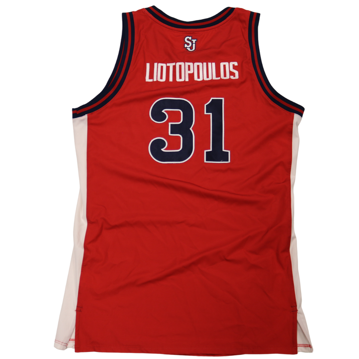 Lefteris Liotopoulos St. John’s University 2025-2026 Game Used Red Jersey 1/24/26 vs. Xavier Pitino 900th Win Jersey
