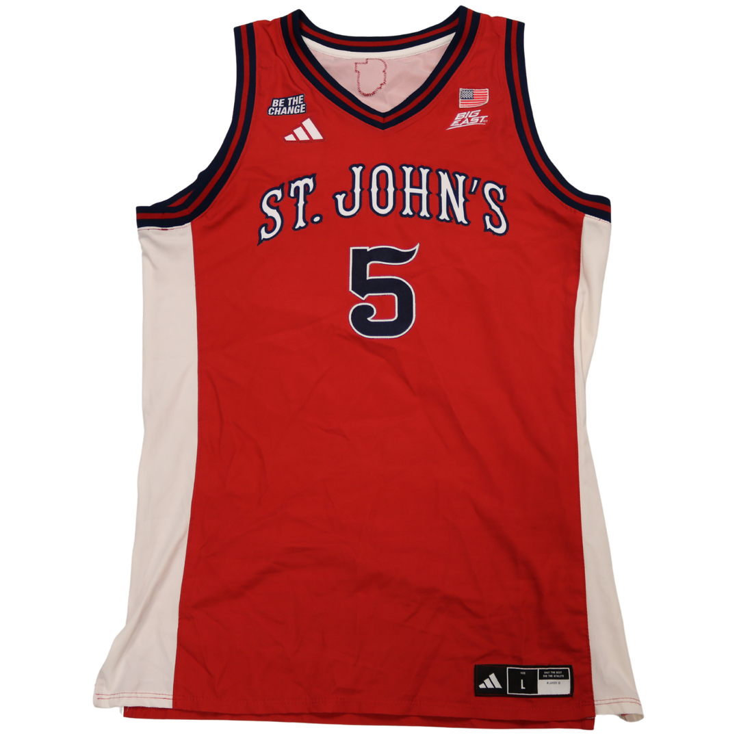Kelvin Odih St. John’s University 2025-2026 Game Used Red Jersey 1/24/26 vs. Xavier Pitino 900th Win Jersey