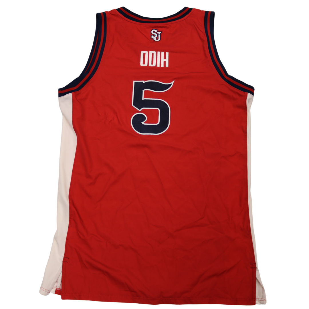 Kelvin Odih St. John’s University 2025-2026 Game Used Red Jersey 1/24/26 vs. Xavier Pitino 900th Win Jersey