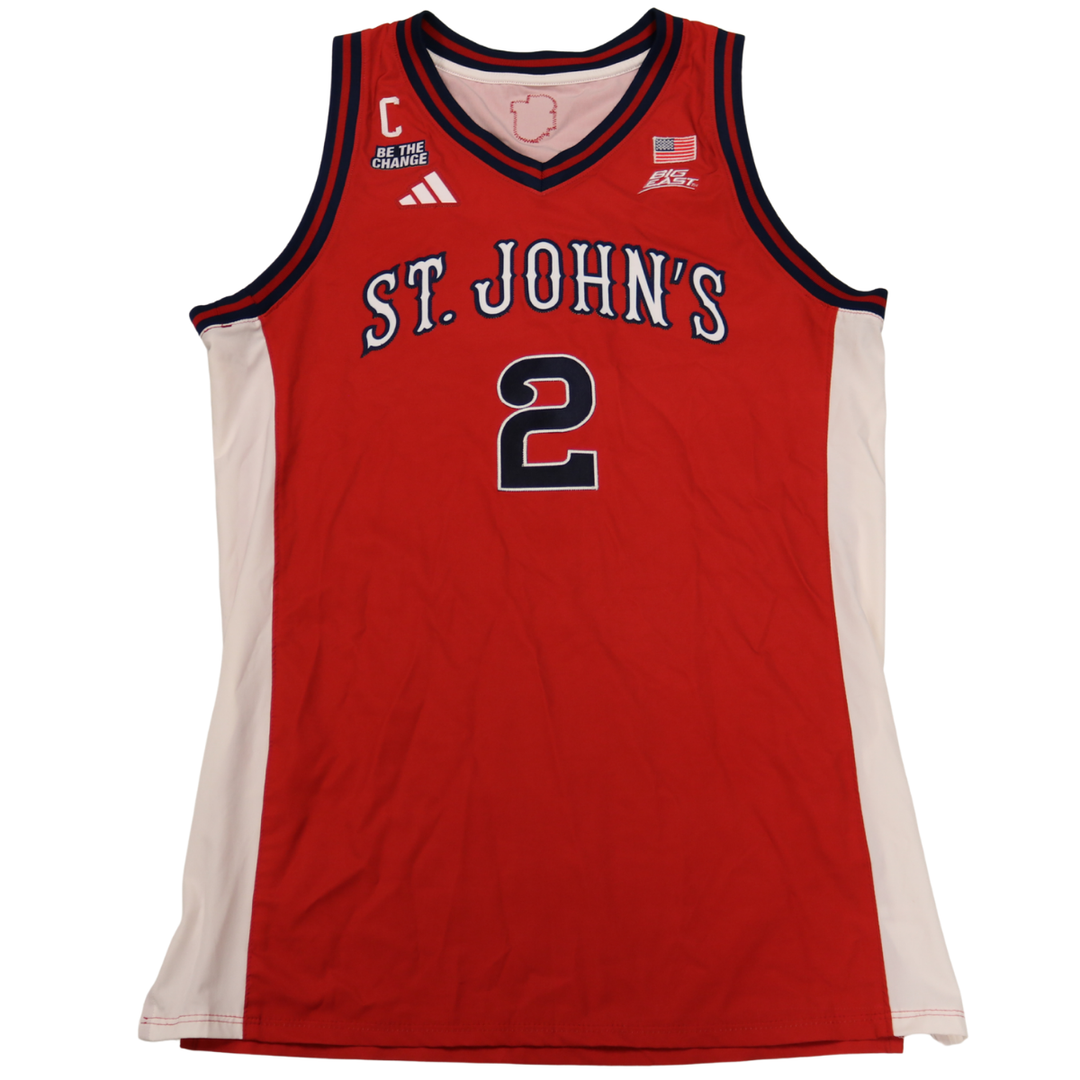 Sadiku Ibine Ayo St. John’s University 2025-2026 Game Used Red Jersey 1/24/26 vs. Xavier Pitino 900th Win Jersey