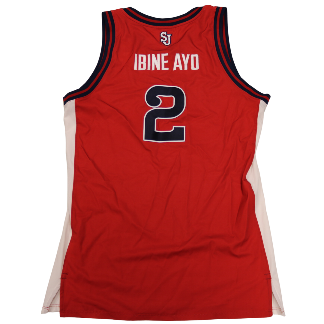 Sadiku Ibine Ayo St. John’s University 2025-2026 Game Used Red Jersey 1/24/26 vs. Xavier Pitino 900th Win Jersey