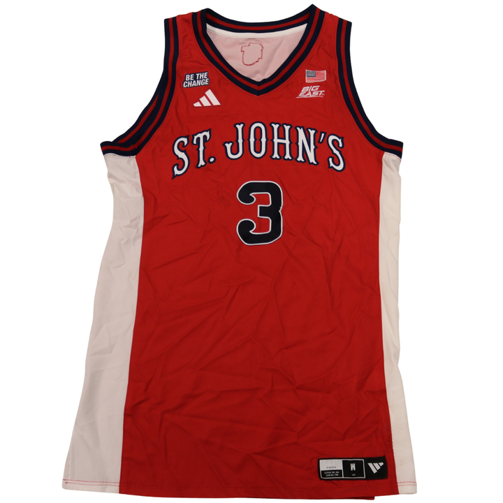 Joson Sanon St. John’s University 2025-2026 Game Used Red Jersey 1/24/26 vs. Xavier Pitino 900th Win Jersey
