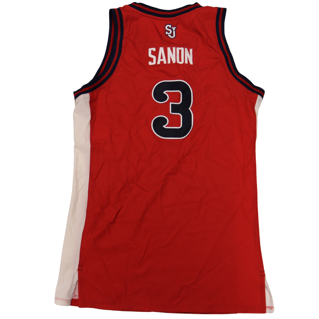Joson Sanon St. John’s University 2025-2026 Game Used Red Jersey 1/24/26 vs. Xavier Pitino 900th Win Jersey