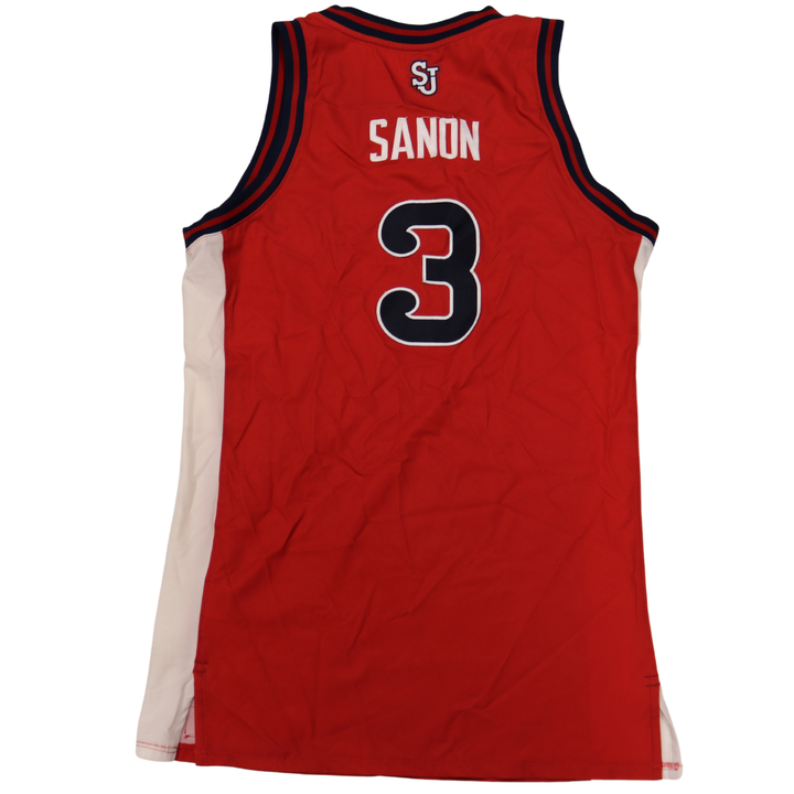 Joson Sanon St. John’s University 2025-2026 Game Used Red Jersey 1/24/26 vs. Xavier Pitino 900th Win Jersey