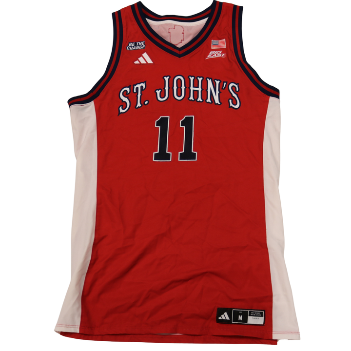 Ian Jackson St. John’s University 2025-2026 Game Used Red Jersey 1/24/26 vs. Xavier Pitino 900th Win Jersey