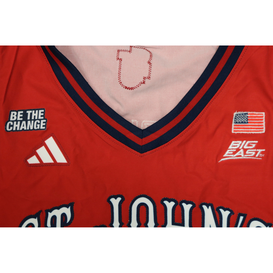 Ian Jackson St. John’s University 2025-2026 Game Used Red Jersey 1/24/26 vs. Xavier Pitino 900th Win Jersey