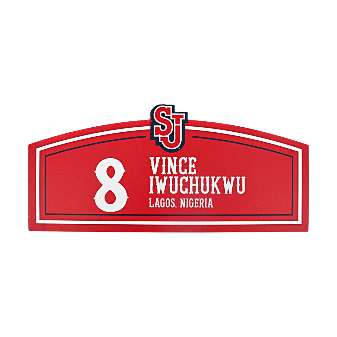 Vince Iwuchuku St. John's University Lockeroom Nameplate