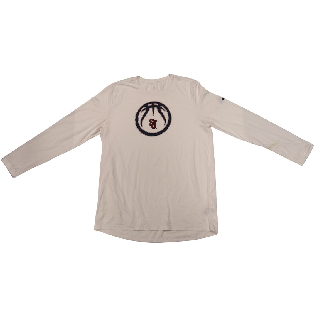 Lefteris Liotopoulos St. John’s University 2025-2026 Game Used White Warm Up Shirt 1/24/26 vs. Xavier Pitino 900th Win Warm Up 