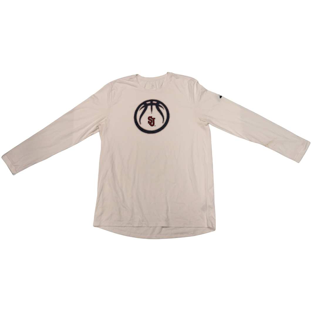 Oziyah Sellers St. John’s University 2025-2026 Game Used White Warm Up Shirt 1/24/26 vs. Xavier Pitino 900th Win Warm Up 