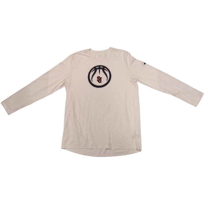Oziyah Sellers St. John’s University 2025-2026 Game Used White Warm Up Shirt 1/24/26 vs. Xavier Pitino 900th Win Warm Up 