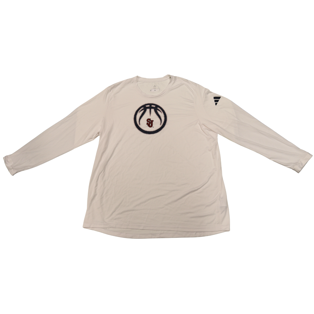 Zuby Ejiofor St. John’s University 2025-2026 Game Used White Warm Up Shirt 1/24/26 vs. Xavier Pitino 900th Win Warm Up 