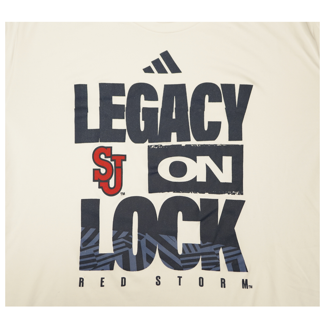 St. John's Red Storm 2025-2026 Game Used Legacy On Lock T-Shirt Irman Suljanovic #22