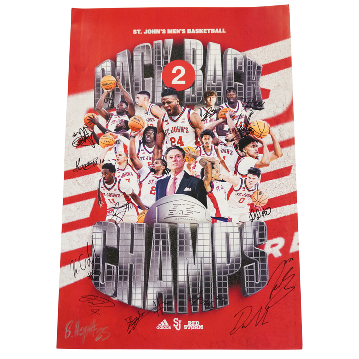 St. John's Team Signed Back2Back Big East Champs 12x19 Poster 15 Autos (CX Auth)