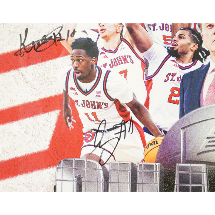 St. John's Team Signed Back2Back Big East Champs 12x19 Poster 15 Autos (CX Auth)