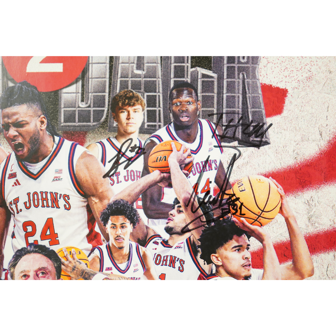 St. John's Team Signed Back2Back Big East Champs 12x19 Poster 15 Autos (CX Auth)
