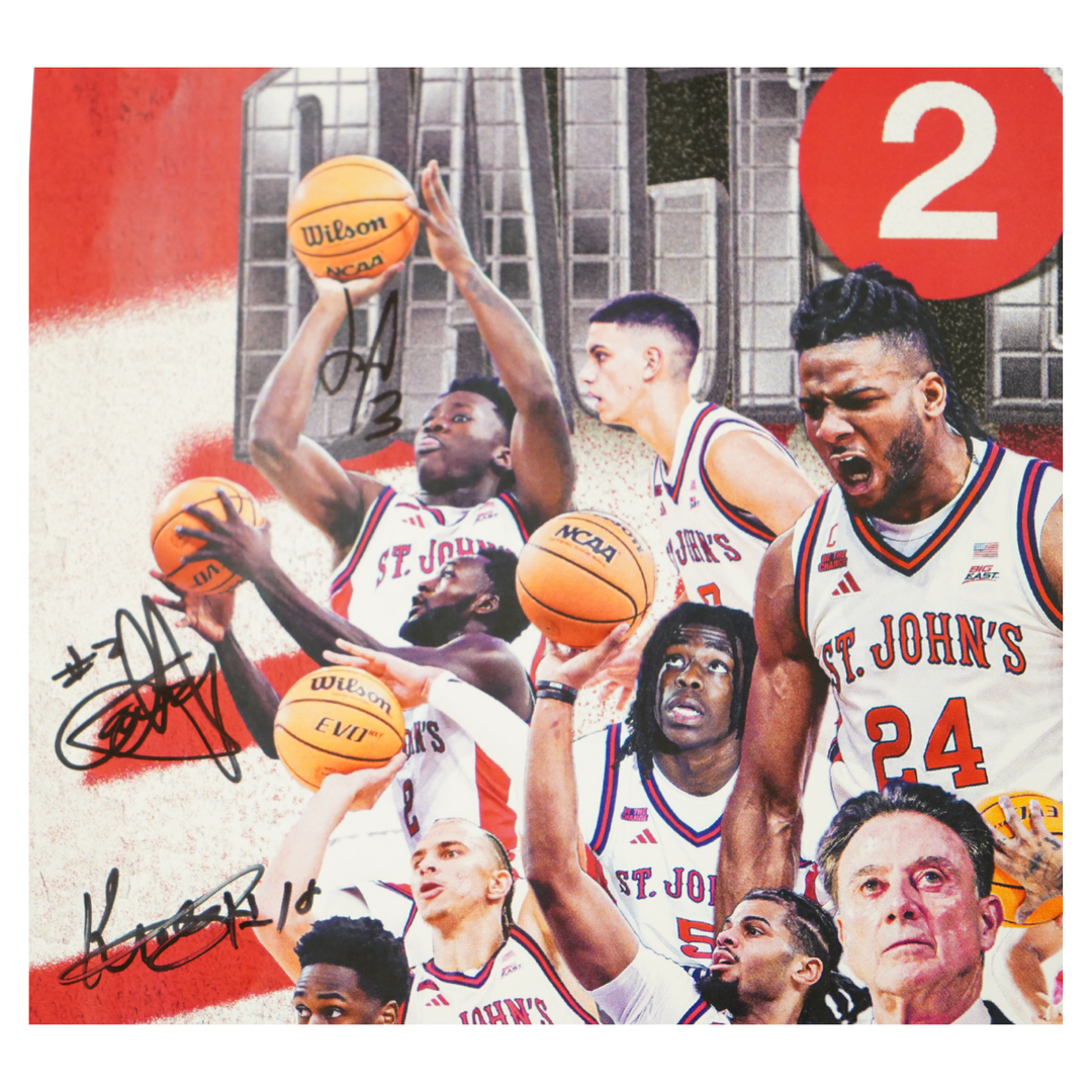 St. John's Team Signed Back2Back Big East Champs 12x19 Poster 15 Autos (CX Auth)