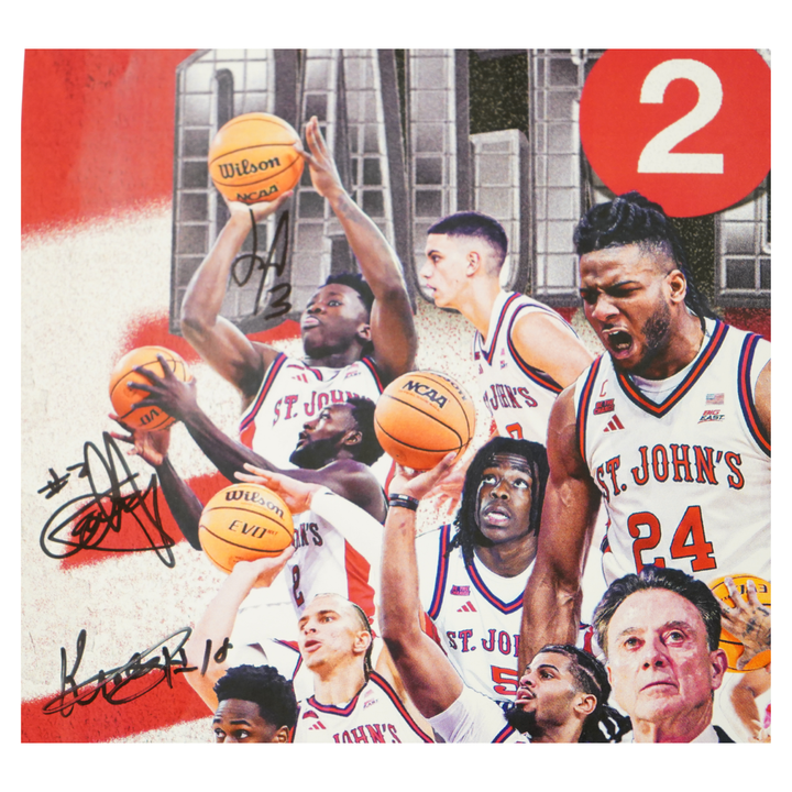 St. John's Team Signed Back2Back Big East Champs 12x19 Poster 15 Autos (CX Auth)