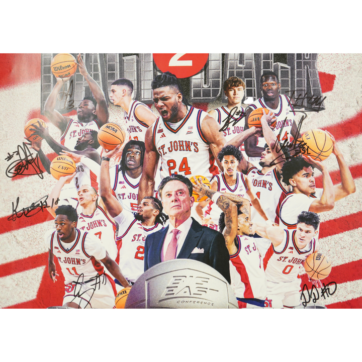 St. John's Team Signed Back2Back Big East Champs 12x19 Poster 15 Autos (CX Auth)