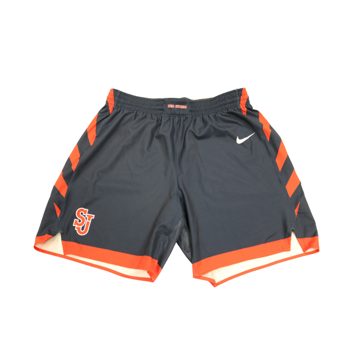 St.John's Team Issued Navy Shorts SJ On Red Stripe 