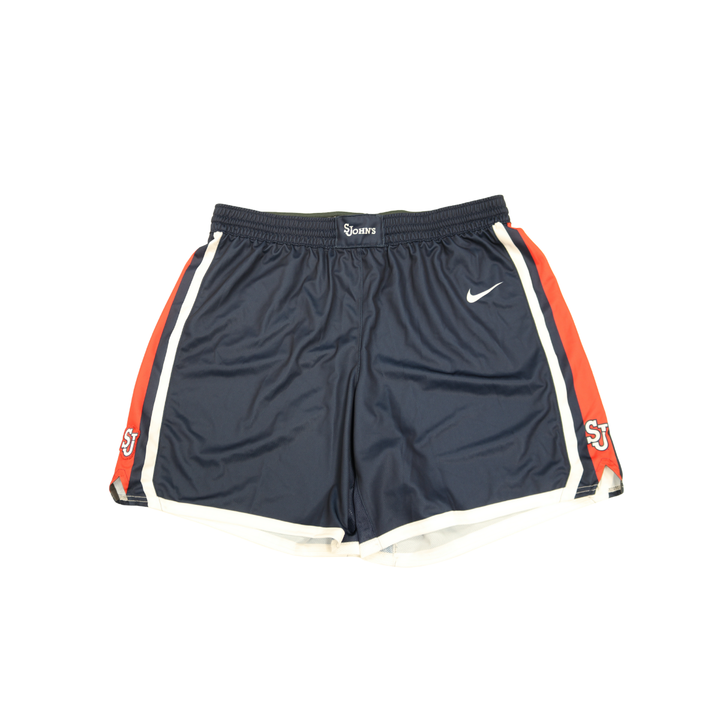 St.John's Team Issued Navy Shorts SJ On Red Stripe 