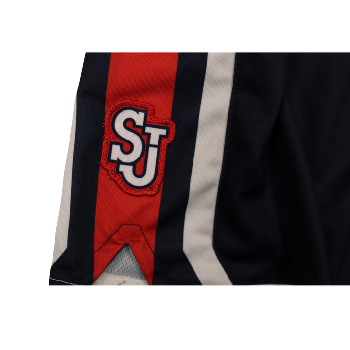 St.John's Team Issued Navy Shorts SJ On Red Stripe 