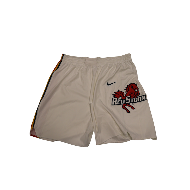 St. John's University Team Issued 22-23 White Retro Shorts Thunderbird Logo