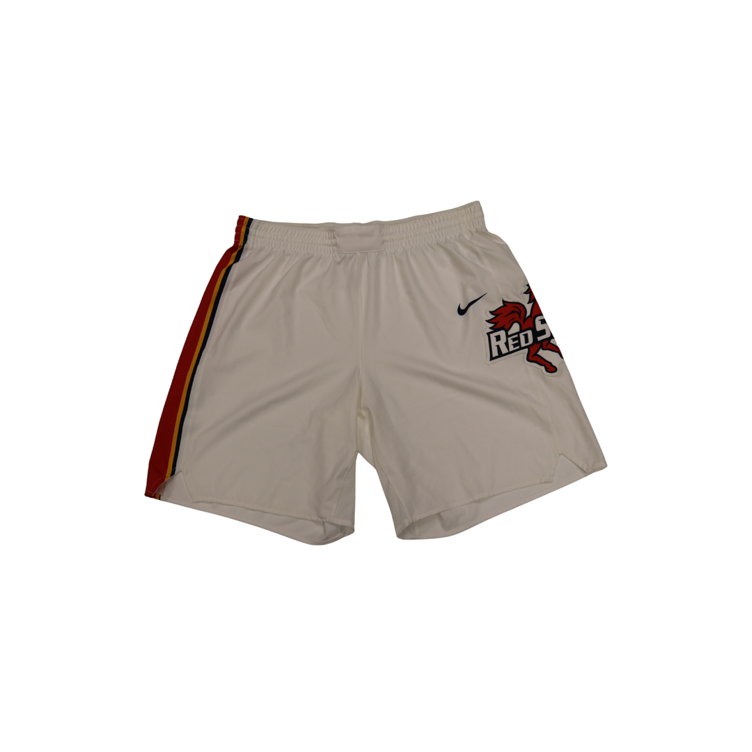 St. John's University Team Issued 22-23 White Retro Shorts Thunderbird Logo