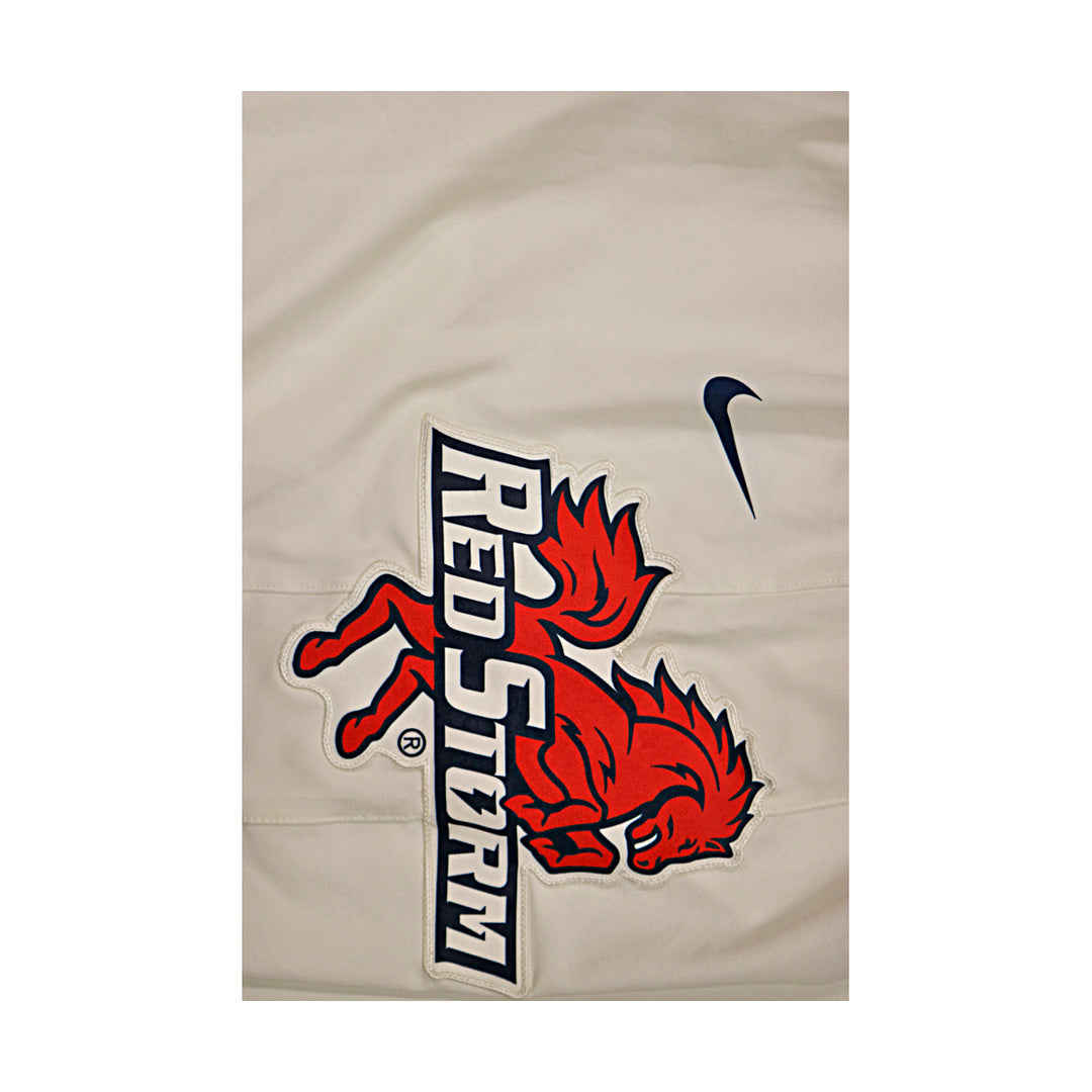 St. John's University Team Issued White Retro Shorts Thunderbird Logo