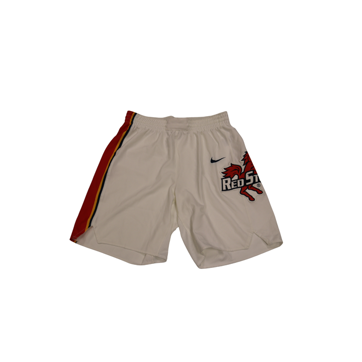 St. John's University Team Issued 22-23 White Retro Shorts Thunderbird Logo