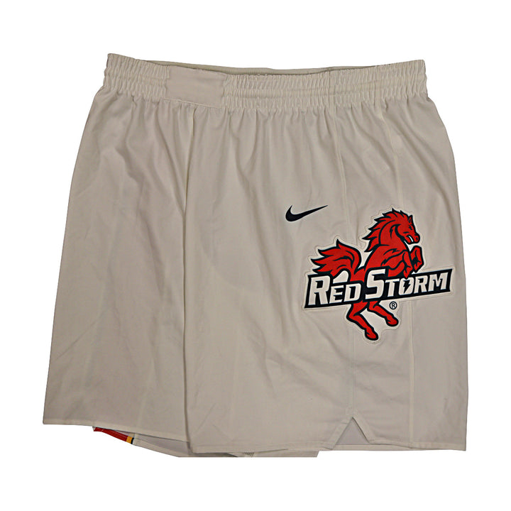 St. John's University Team Issued White Retro Shorts Thunderbird Logo #0