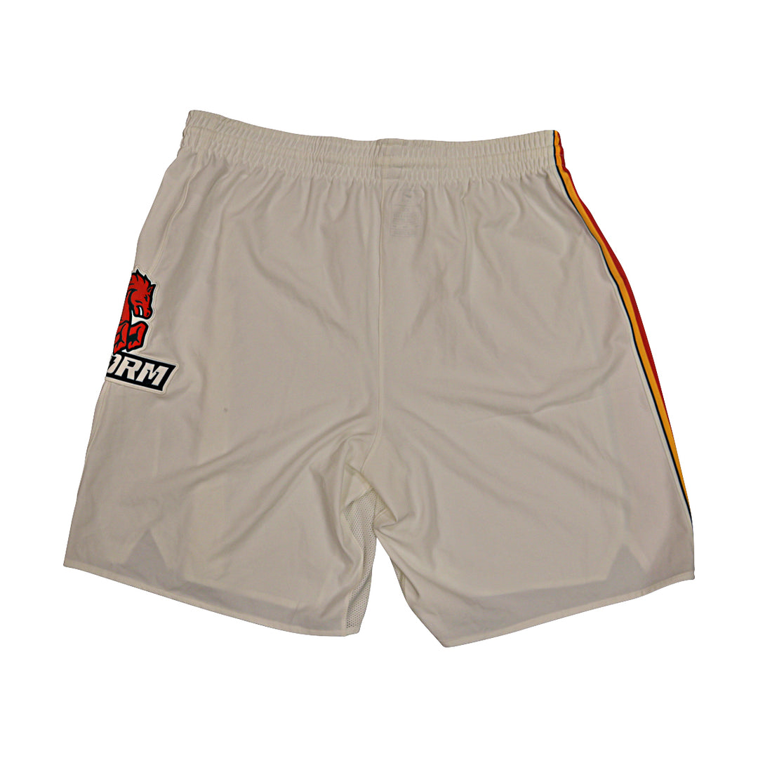 St. John's University Team Issued White Retro Shorts Thunderbird Logo #0