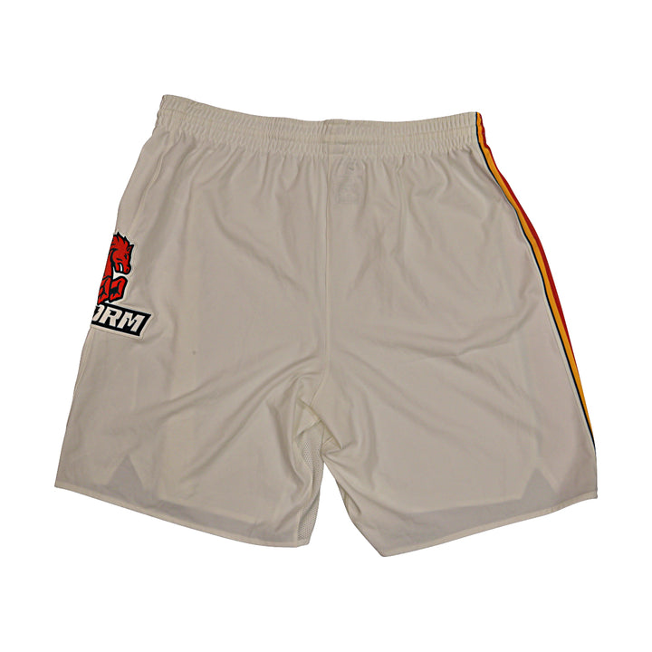 St. John's University Team Issued White Retro Shorts Thunderbird Logo #0