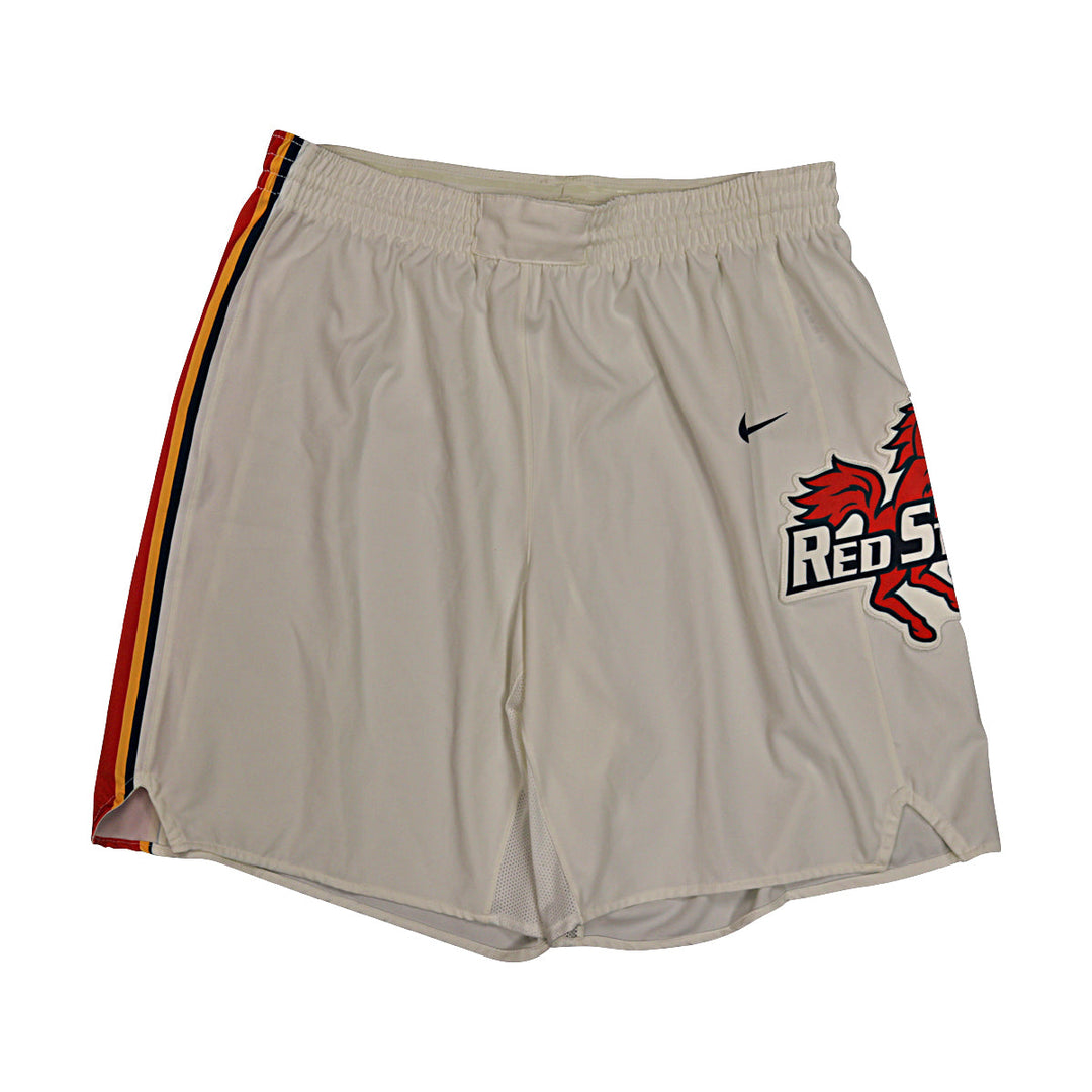 St. John's University Team Issued White Retro Shorts Thunderbird Logo #11