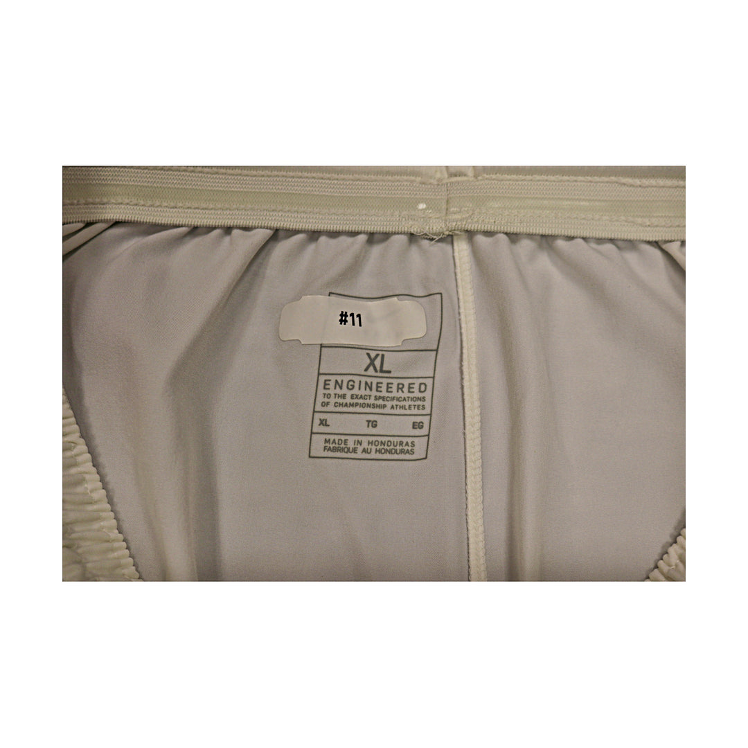 St. John's University Team Issued White Retro Shorts Thunderbird Logo #11