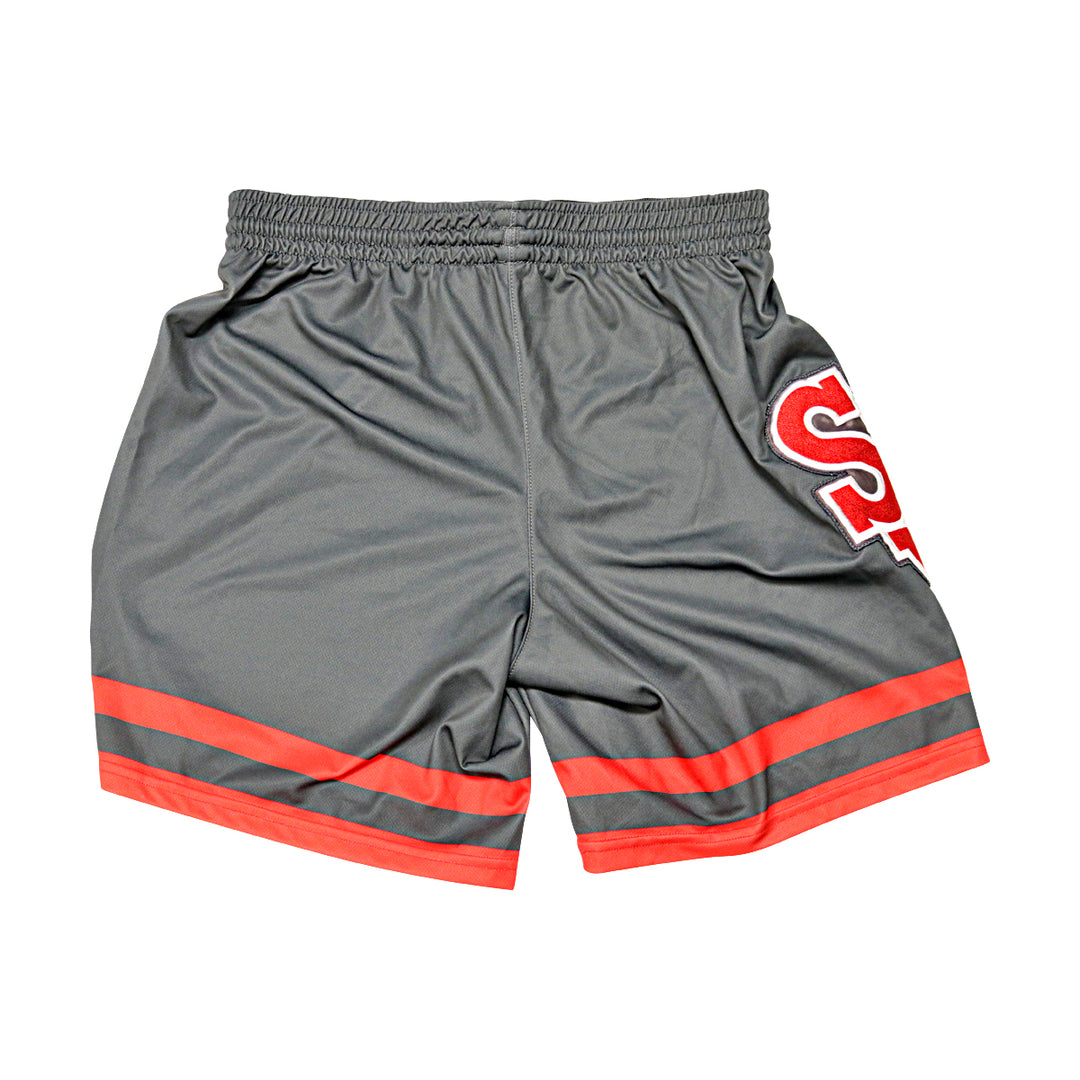 St. John's University Team Issued Grey Shorts SJ Right Patch #2 Sadiku Ayo