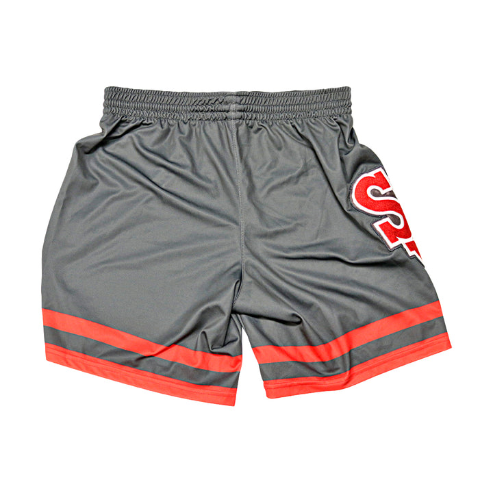St. John's University Team Issued Grey Shorts SJ Right Patch #2 Sadiku Ayo