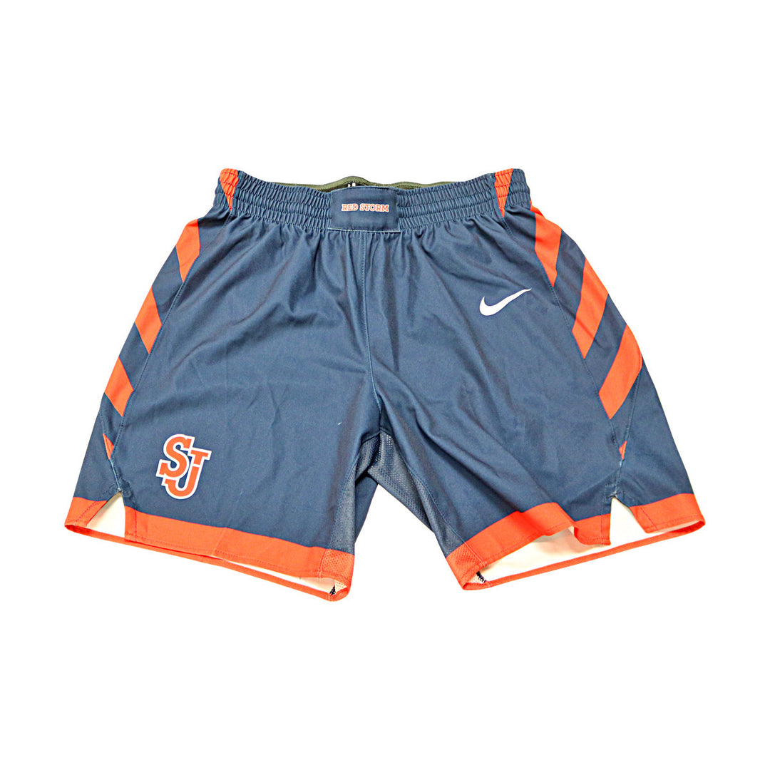 St. John's University Team Issued Navy Red Storm Shorts, SJ Right Patch